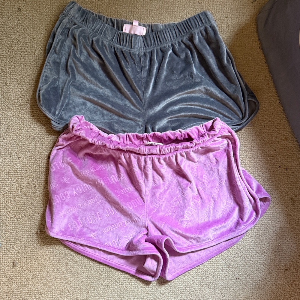 2 pc Velour Pink Gray Juicy Couture Sleep Shorts